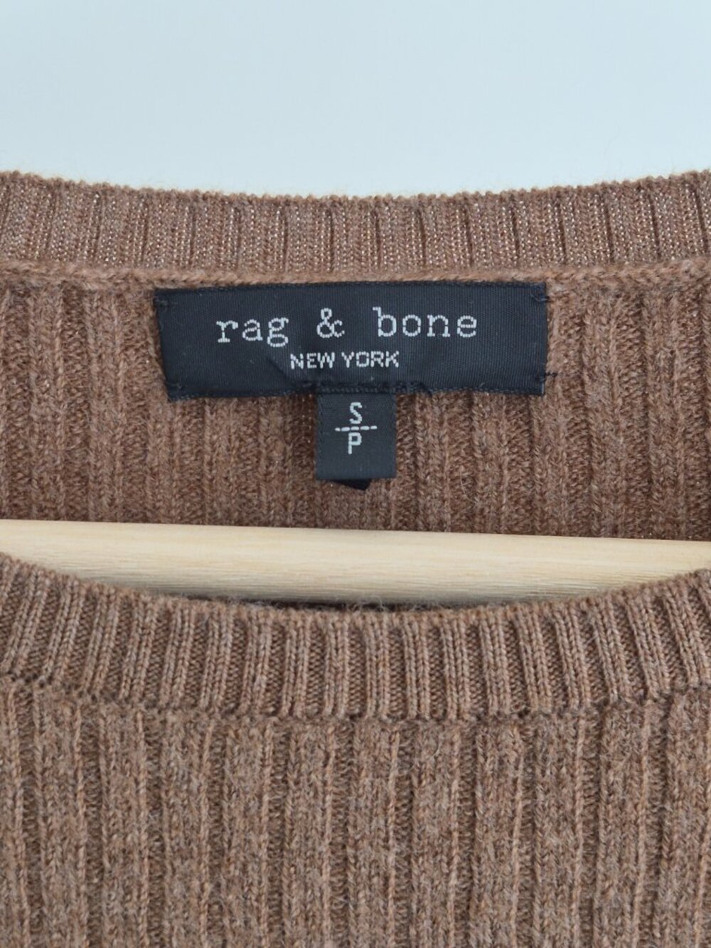 Rag & Bone Audrina Rib Sweater S Womens Brown Wool Blend Crewneck Long Sleeve - Picture 2 of 8